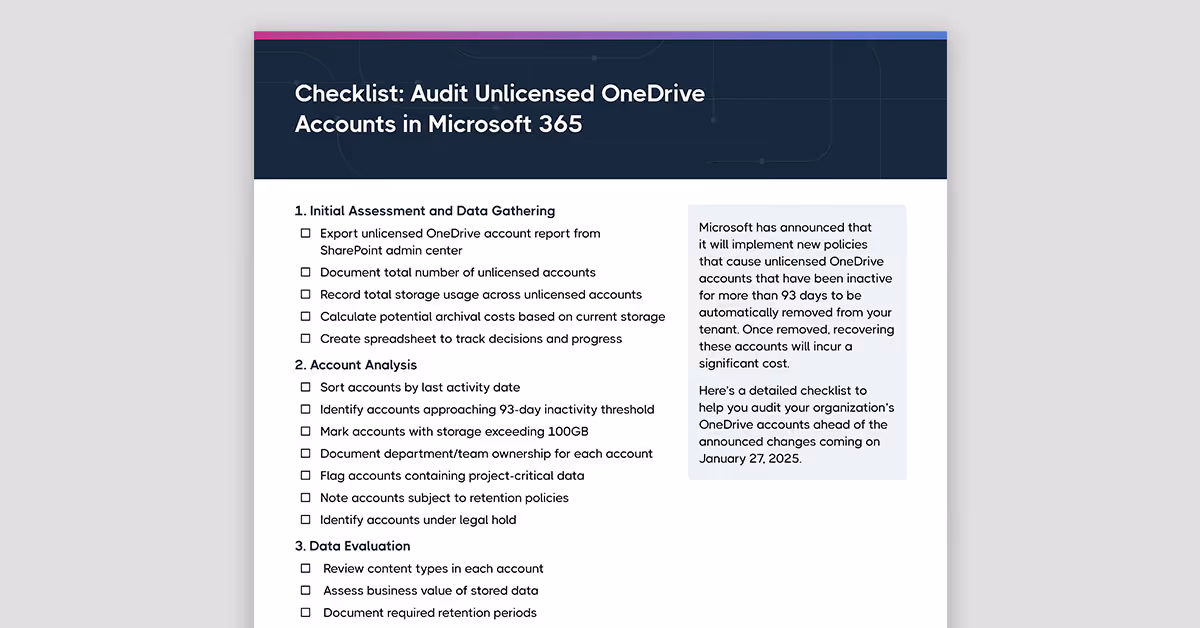 Checklist: Audit Unlicensed OneDrive Accounts in Microsoft 365