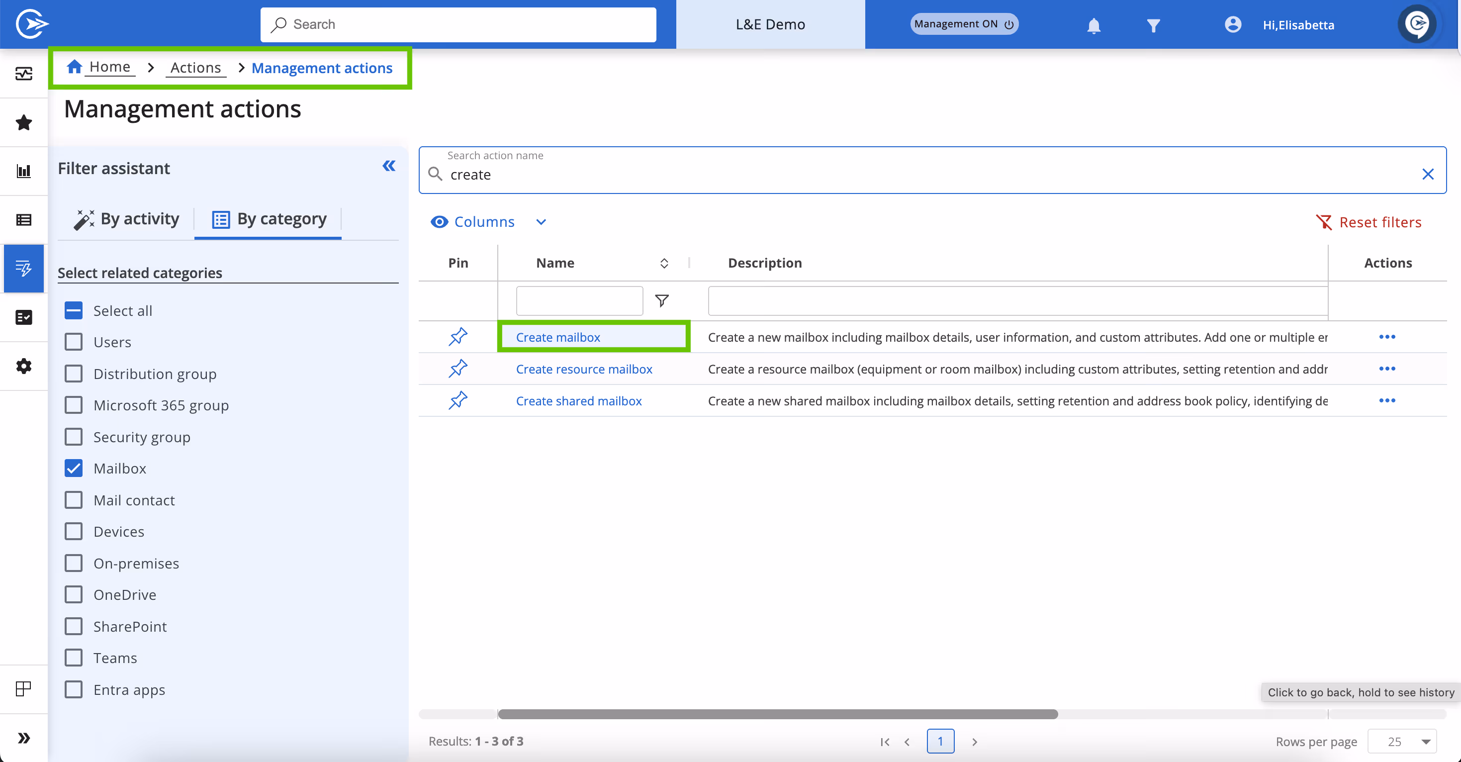 Create Mailbox screen