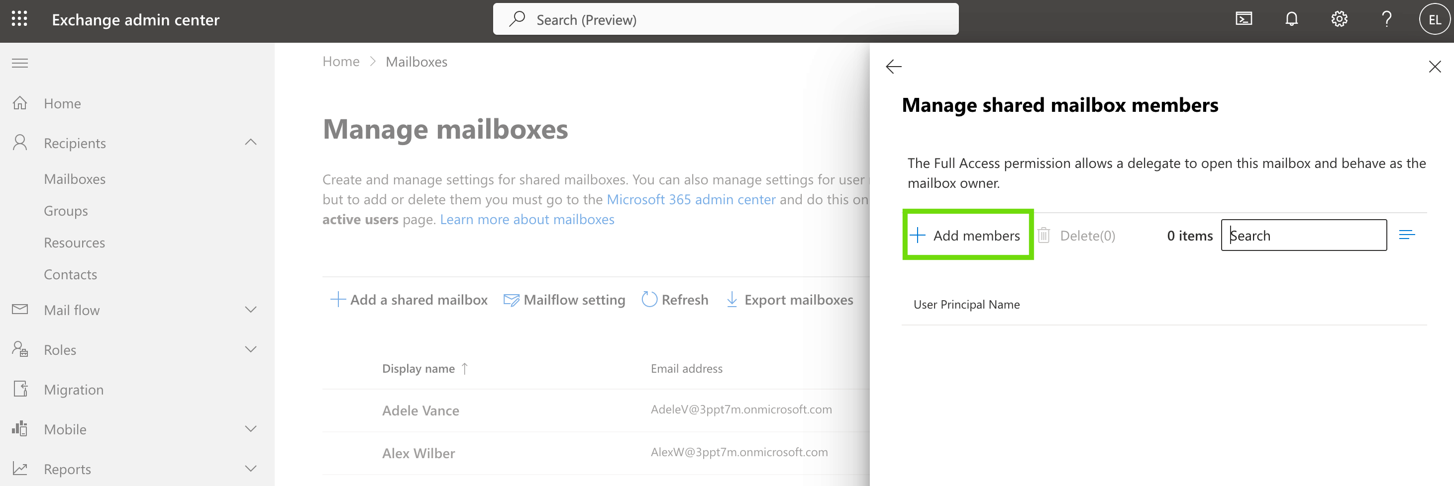 Add members screen