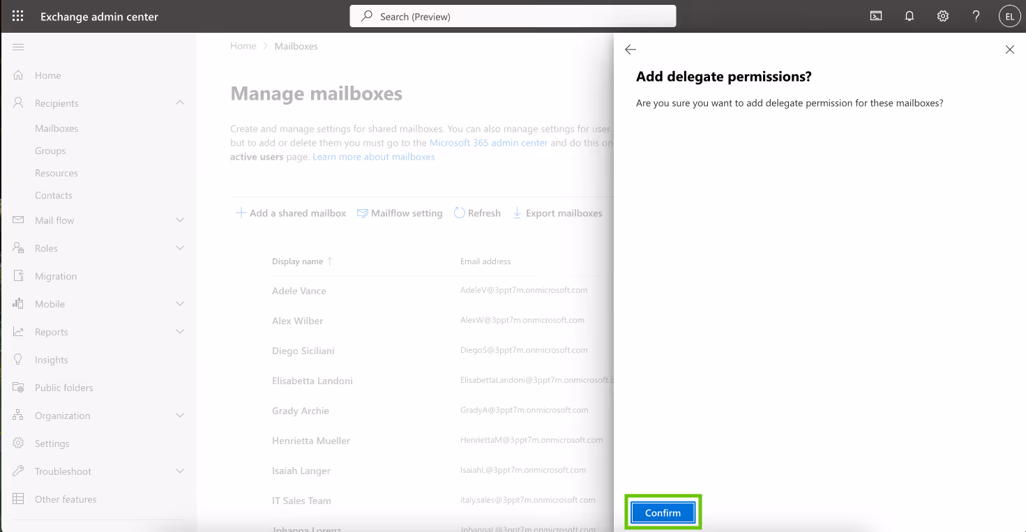 Confirm choice screen