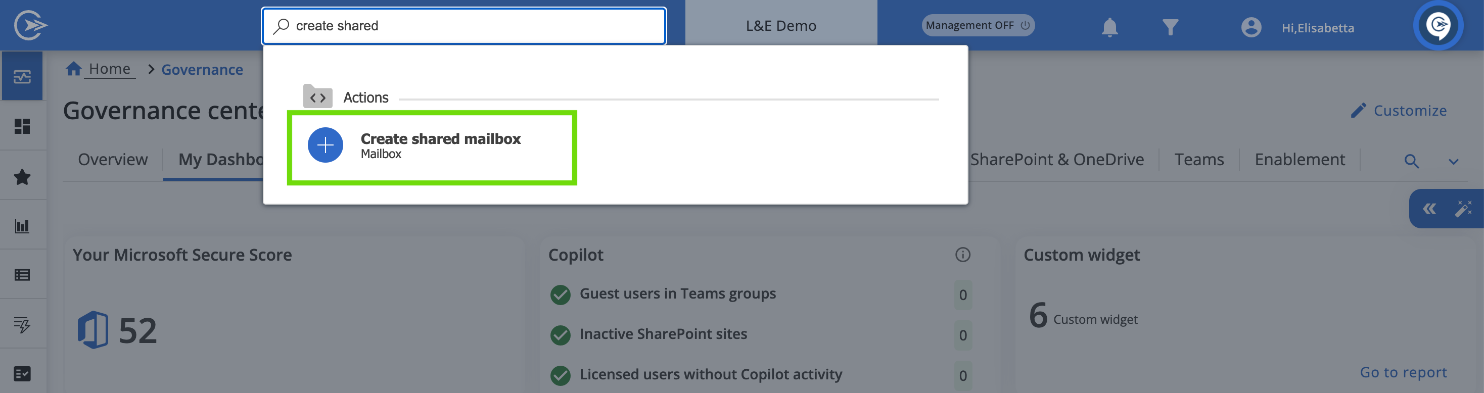 Create shared Mailbox screenshot