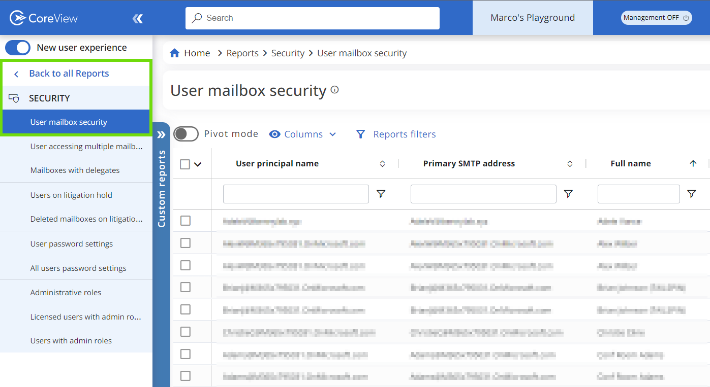 User mailbox security screen