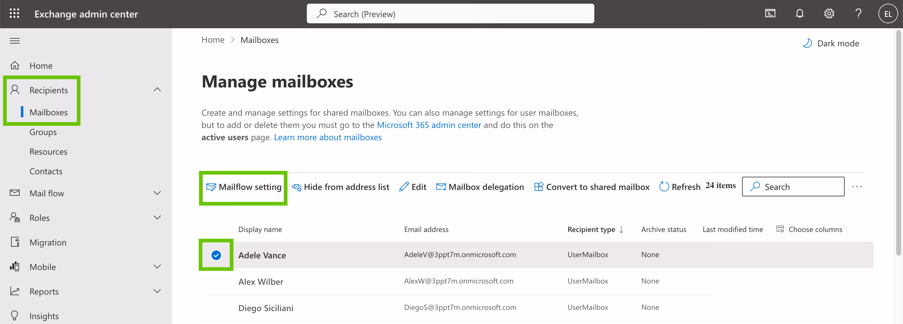 Exchange Admin Center