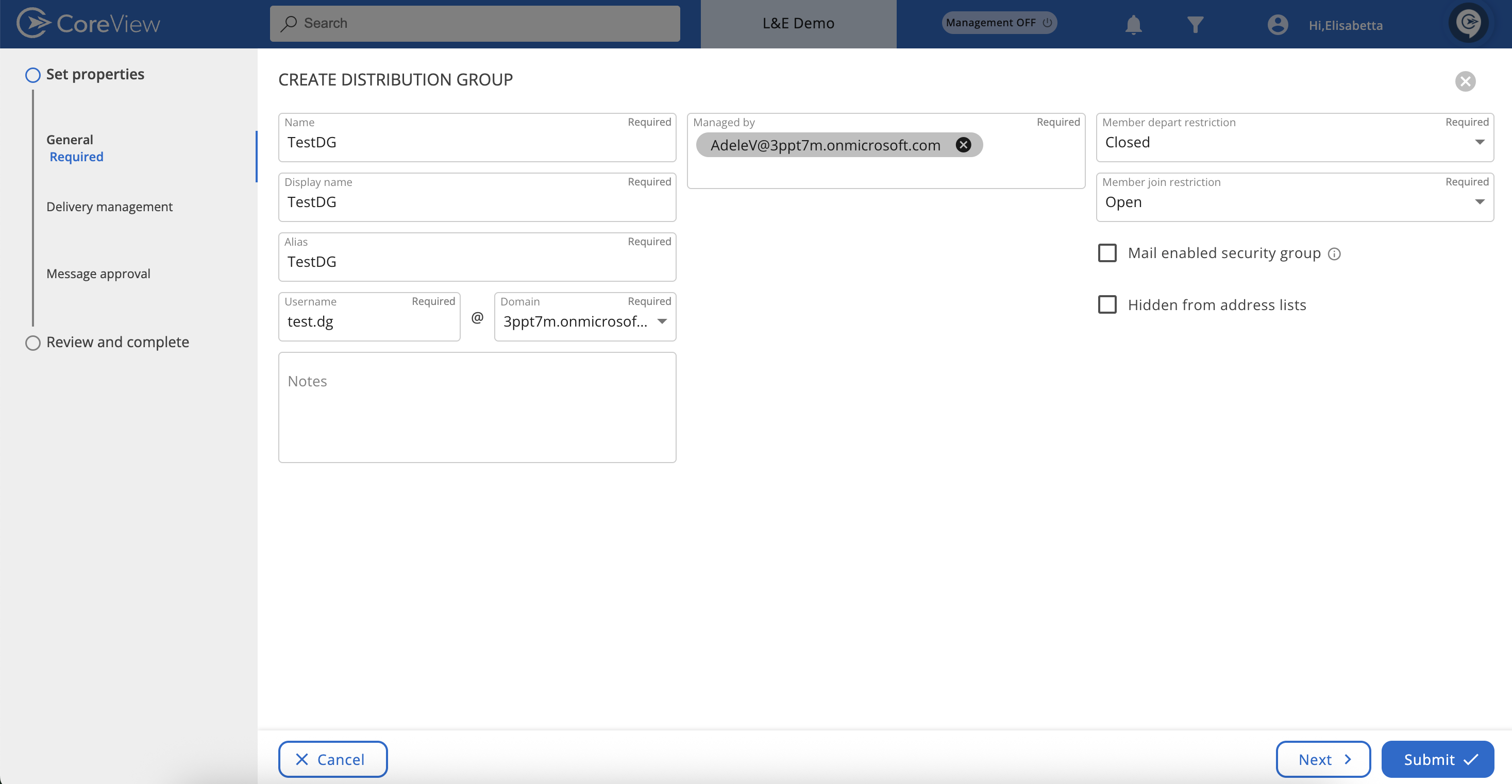 Create distribution group