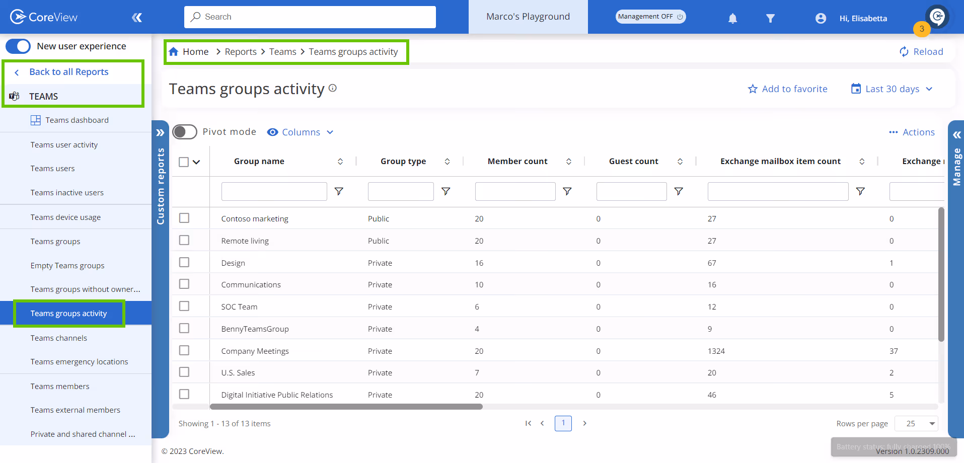 Teams group activity