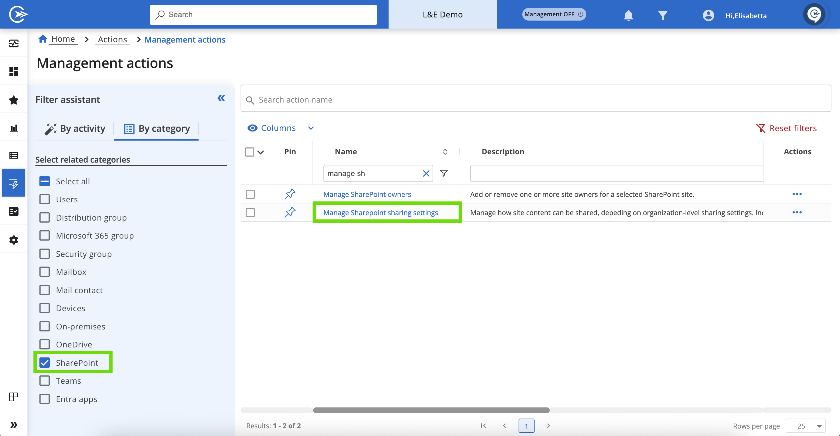 Manage Sharepoint sharing settings