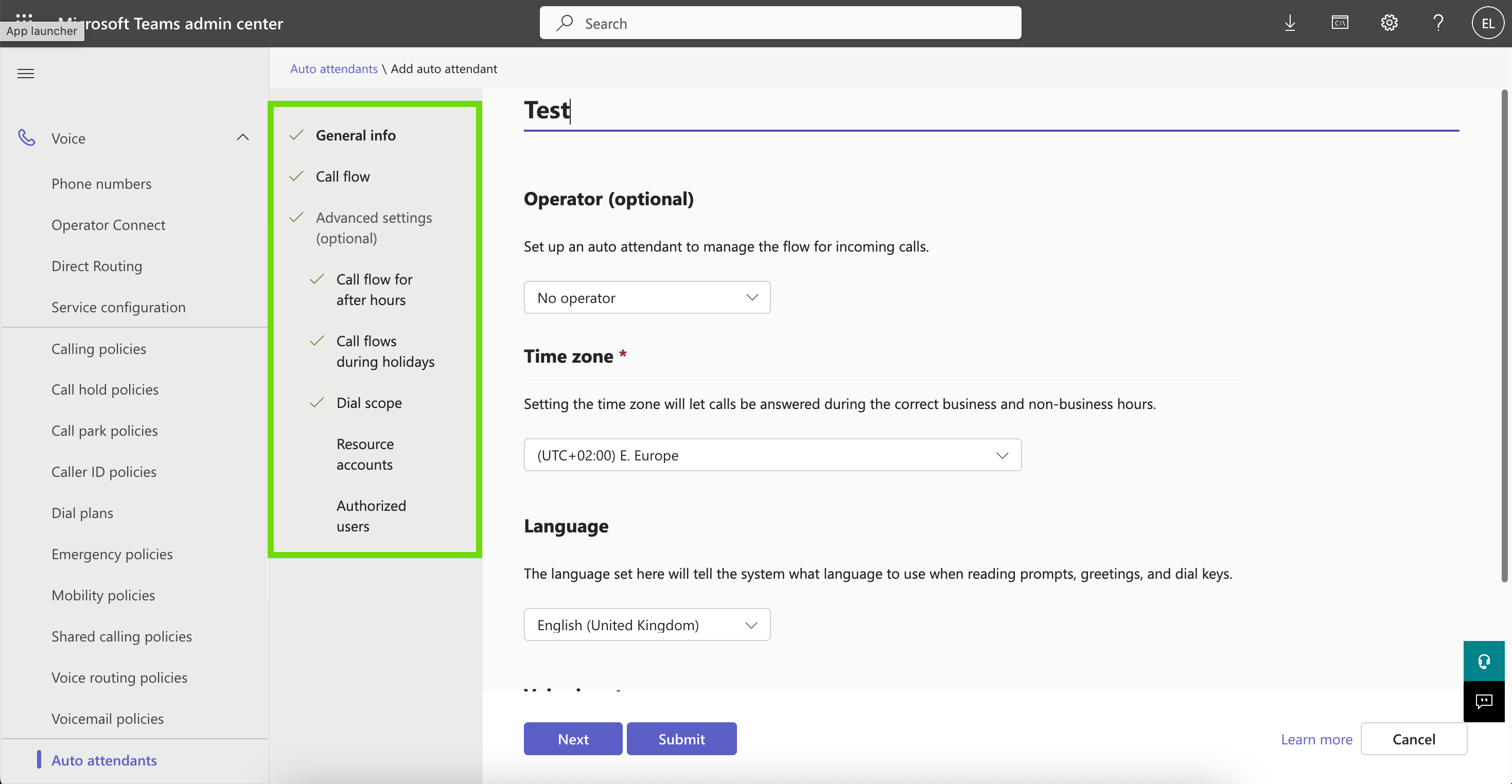 Information input screen