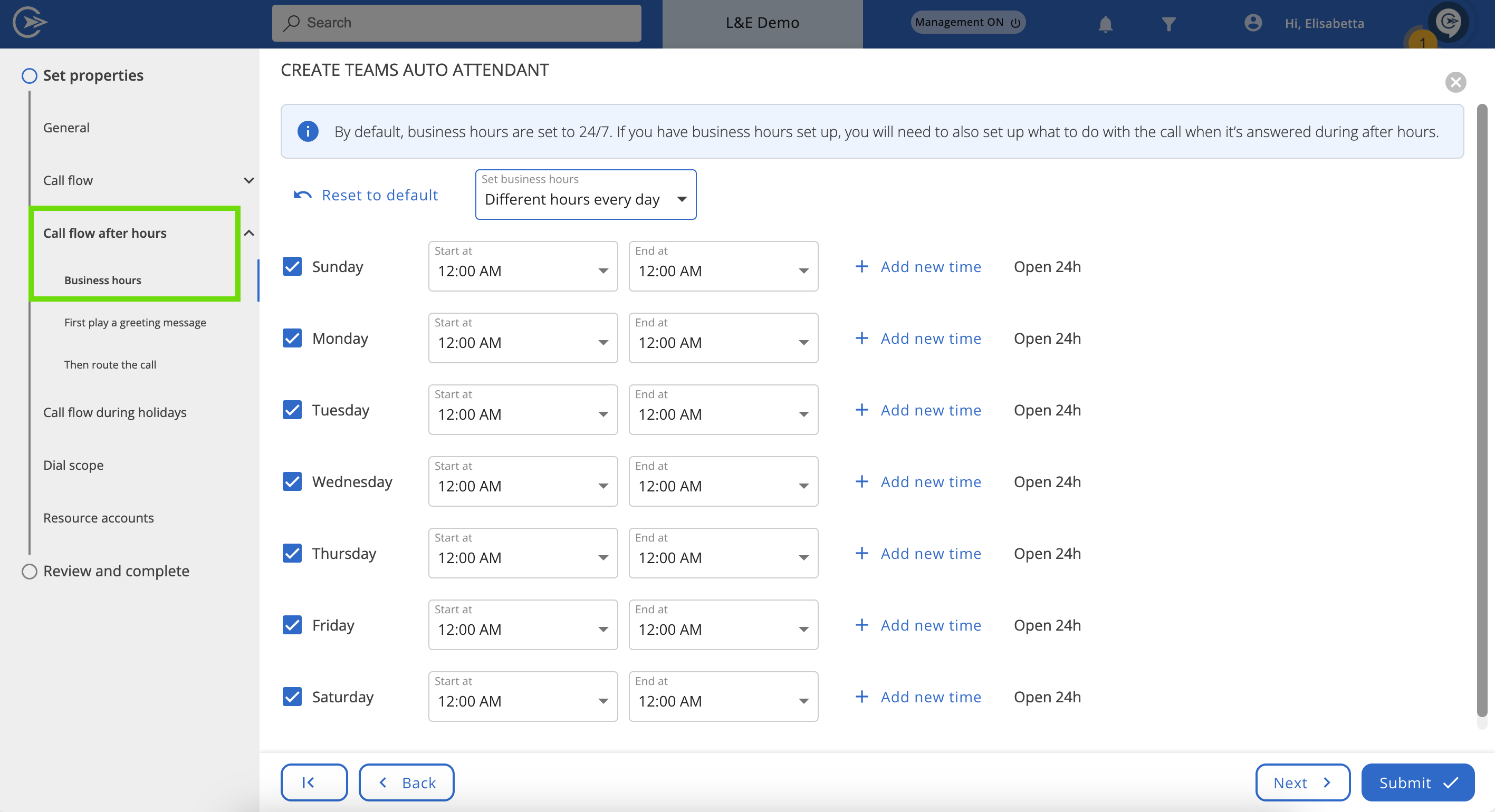 Call flow attendant screen