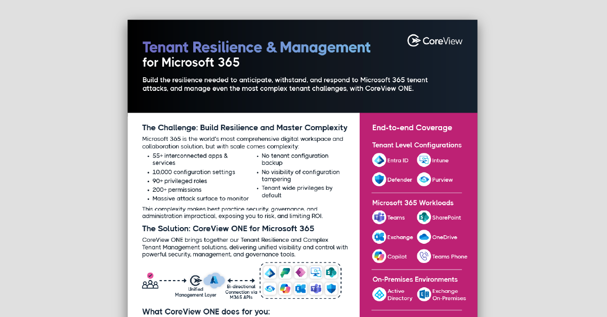 Tenant Resilience & Management for Microsoft 365