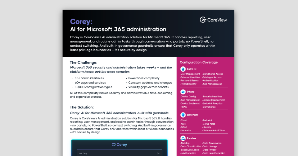 Corey AI for Microsoft 365 administration