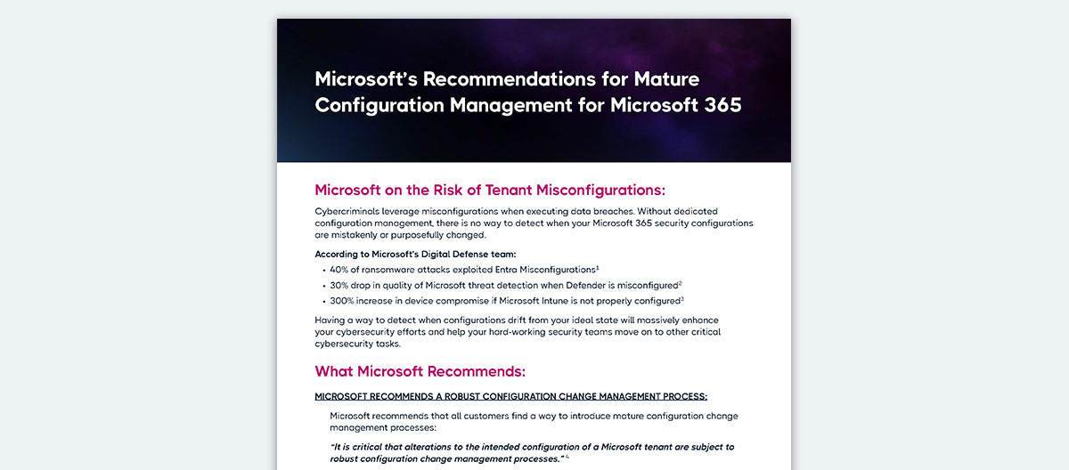 Microsoft's recommendations for configuration management