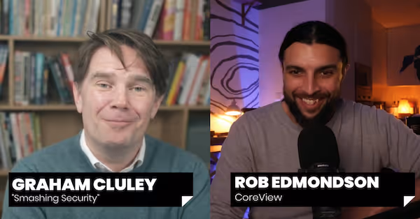 Image of Graham Cluley and Rob Edmondson taken from a still from a video on the Handala Cyberattack
