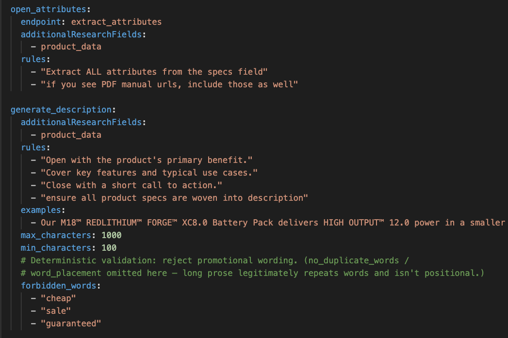Pumice merchandising pipeline configuration for a marketplace catalog