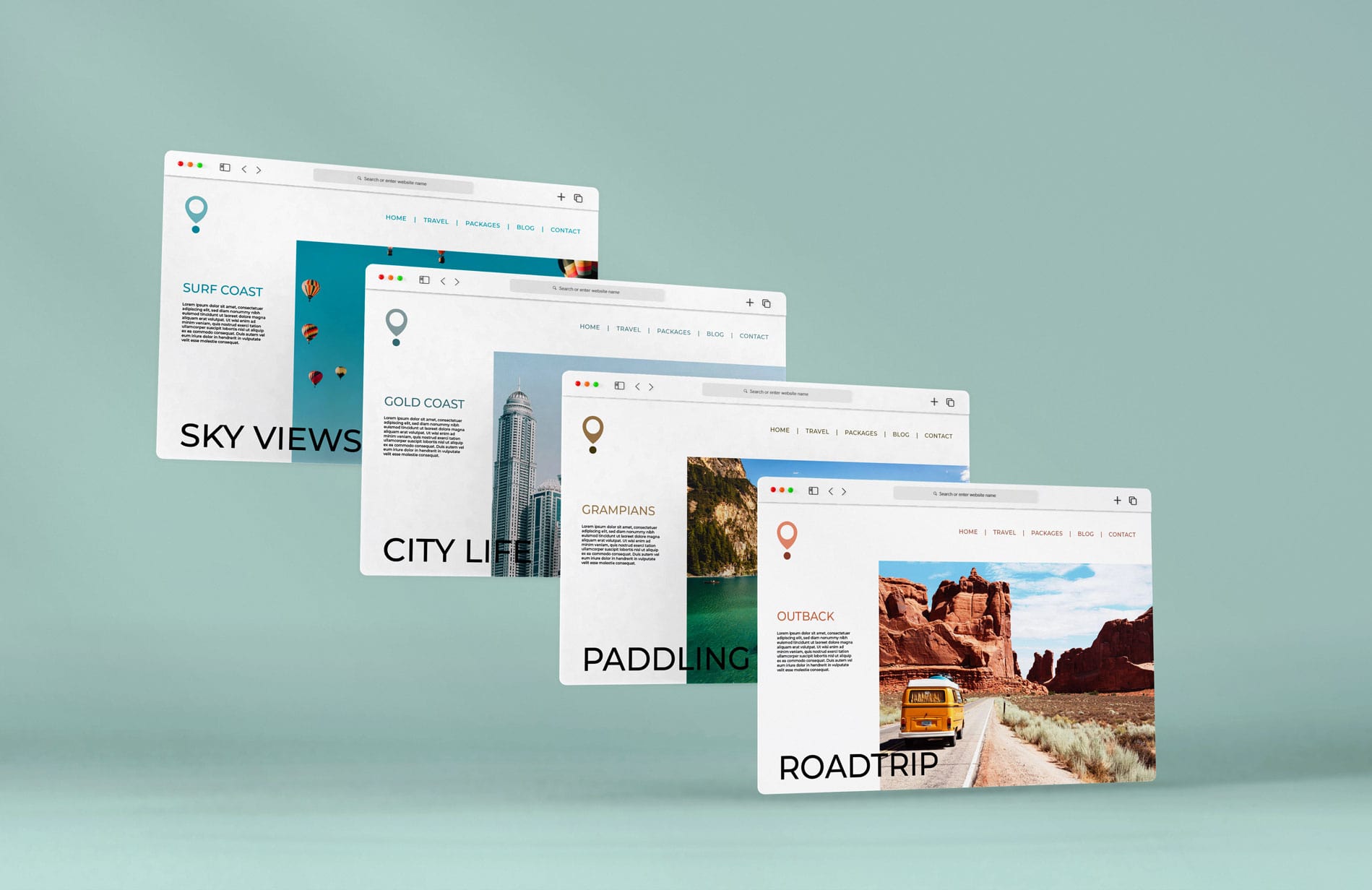 Mockup of a website