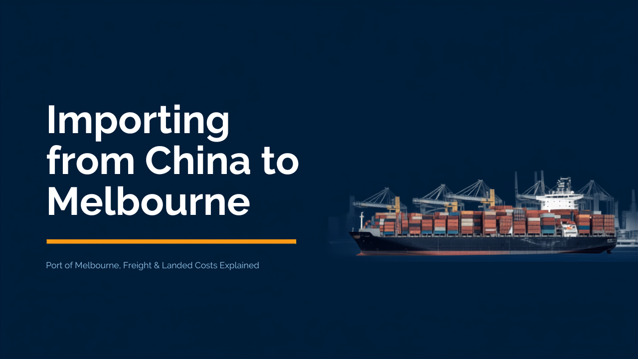 Shipping containers at the Port of Melbourne representing importing products from China to Melbourne