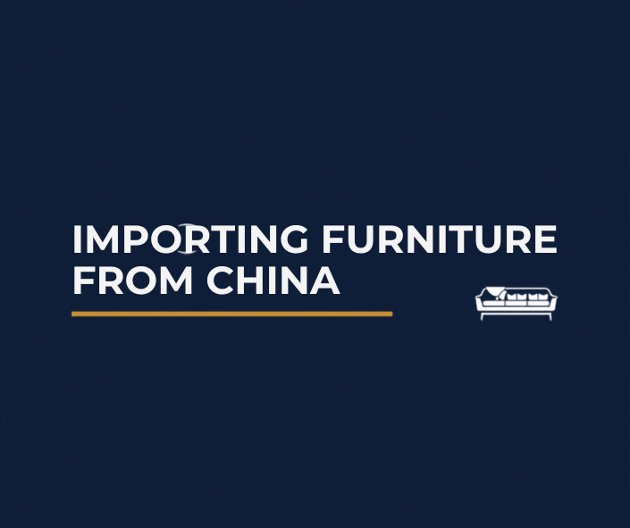 Modern furniture beside a shipping container illustrating importing furniture from China to Australia