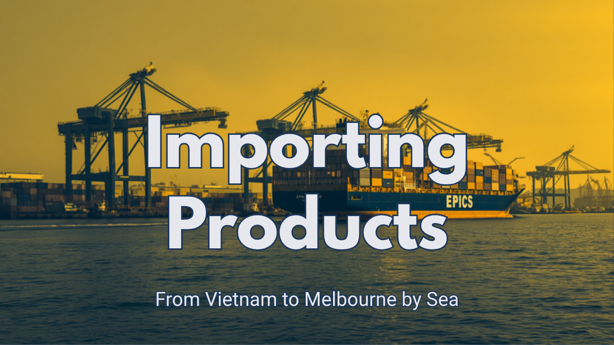 Container ship at a port terminal representing sea freight when importing products from Vietnam to the Port of Melbourne