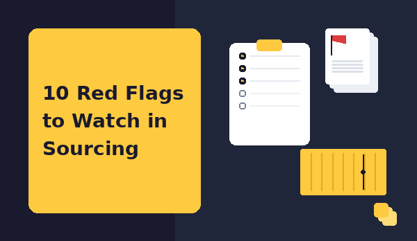 Minimal checklist, document, and container graphic for overseas manufacturer red flags guide