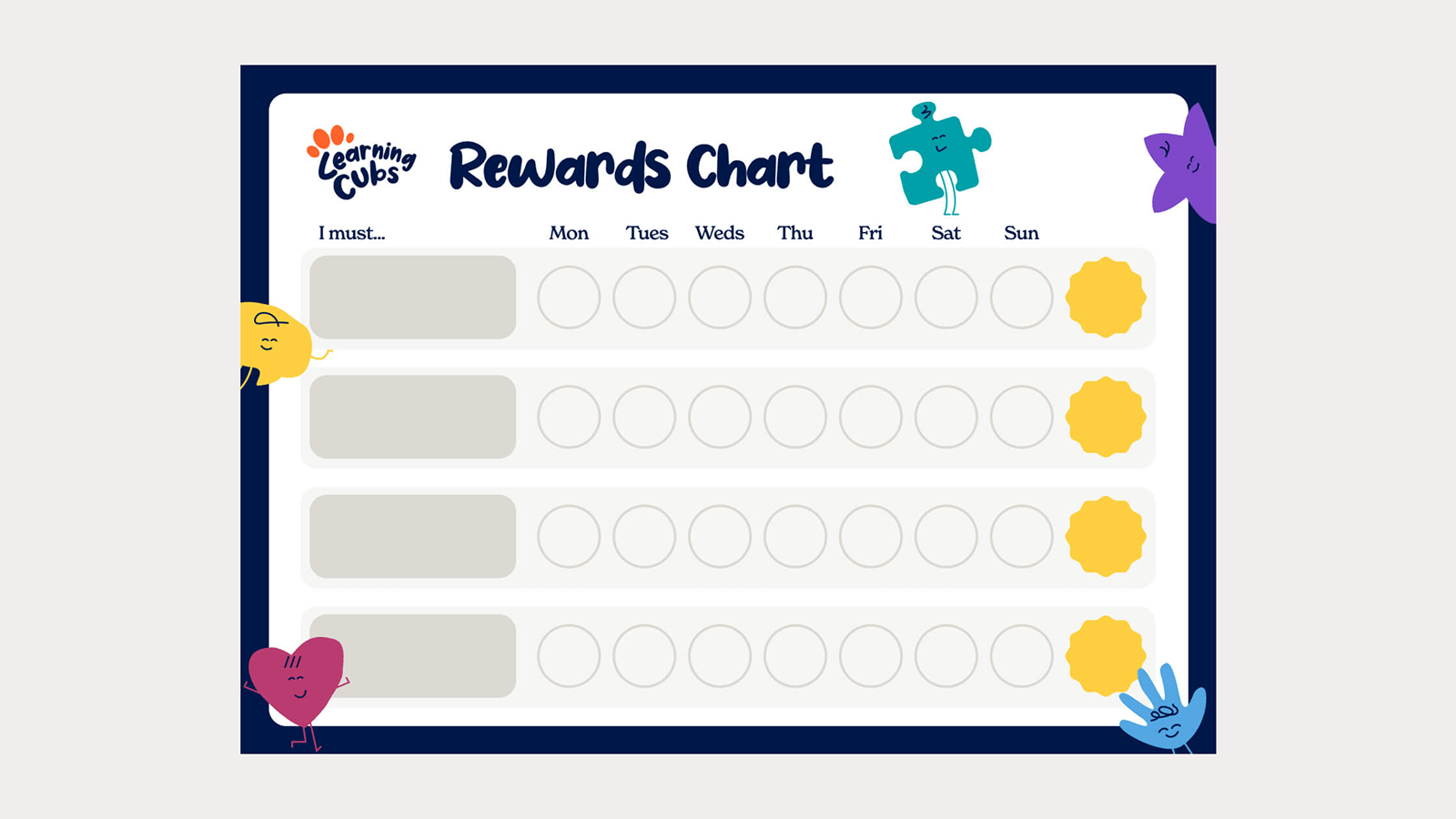 homework rewards sticker tracker chart
