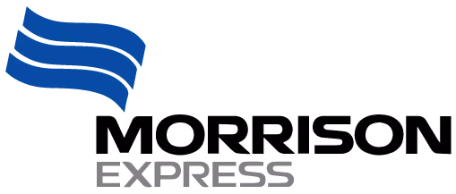 Morrison Express logo featuring three blue wave-like stripes above the company name with MORRISON in black and EXPRESS in gray.