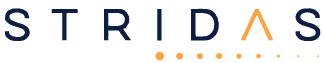 STRIDAS logo with stylized orange letter A and dots underneath.