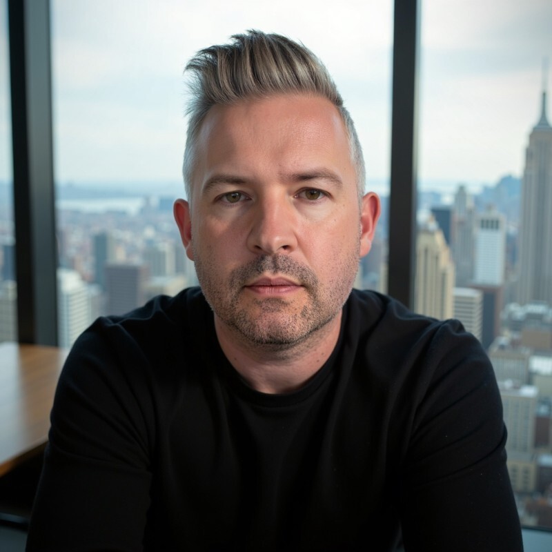 Smiling middle-aged man with short gray hair wearing a blue blazer and light blue shirt.