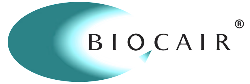BioCar logo with stylized green crescent shape to the left of the word BIOCAR in black capital letters and a registered trademark symbol.