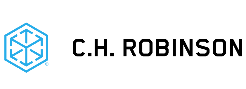C.H. Robinson logo with geometric blue icon of arrows inside a hexagon.