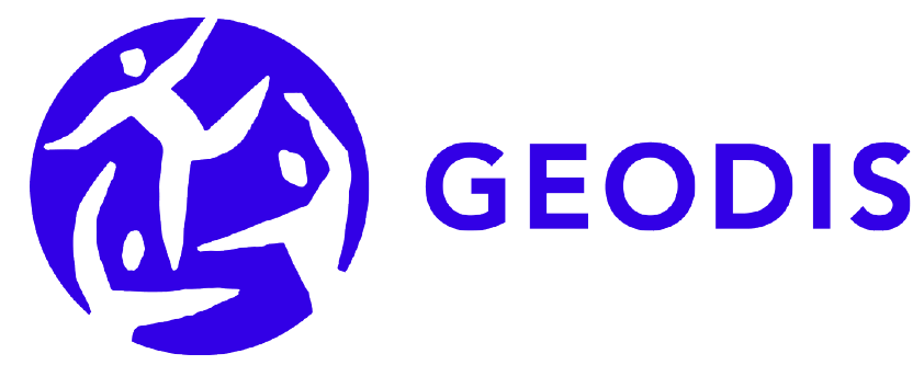 GEODIS logo with stylized human figures inside a circular shape.