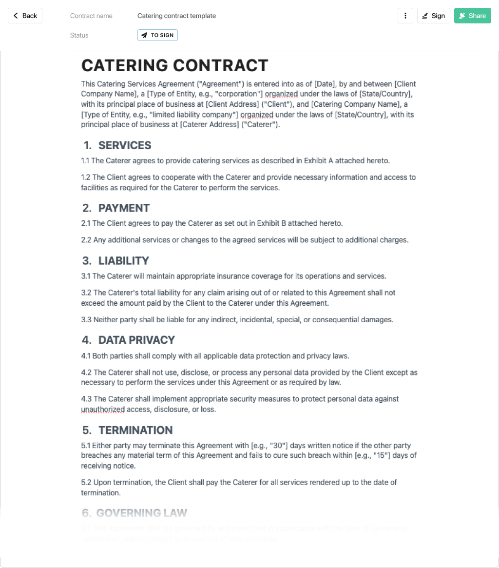 Catering Contract Template Free To Use Catering Contract Template Free To Use