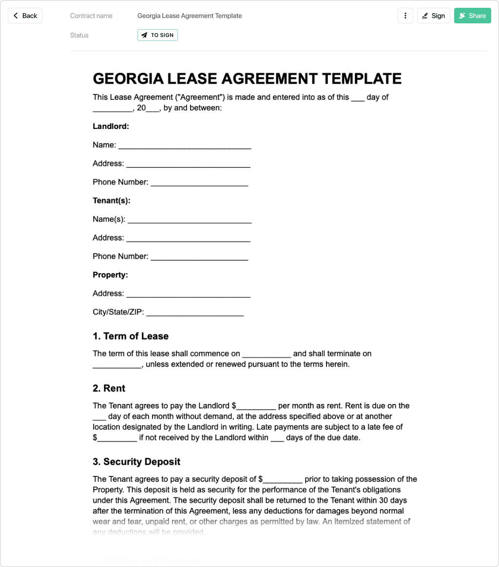 Free Georgia Lease Agreement Template