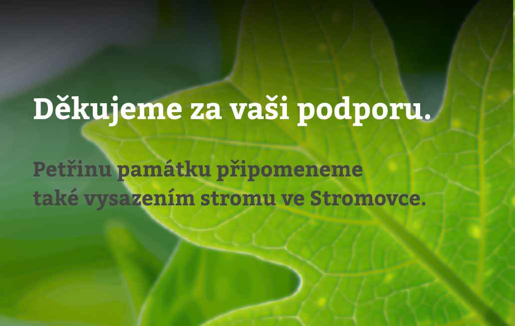 Sdílíme video, kterým jsme se s Petrou loučili, a zveme vás k vysazení stromu na její počest.