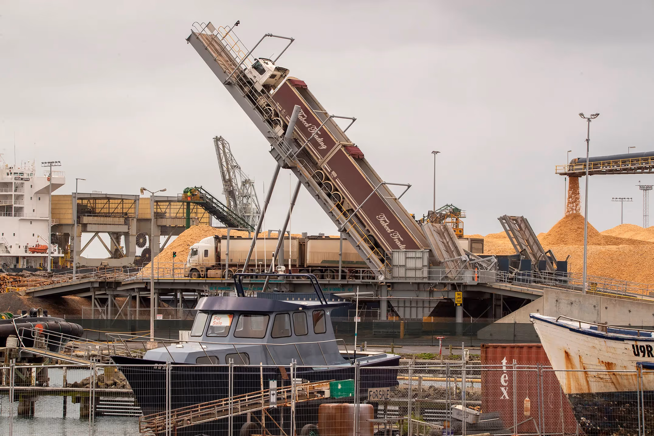 Plantation wood-chips at Portland Port