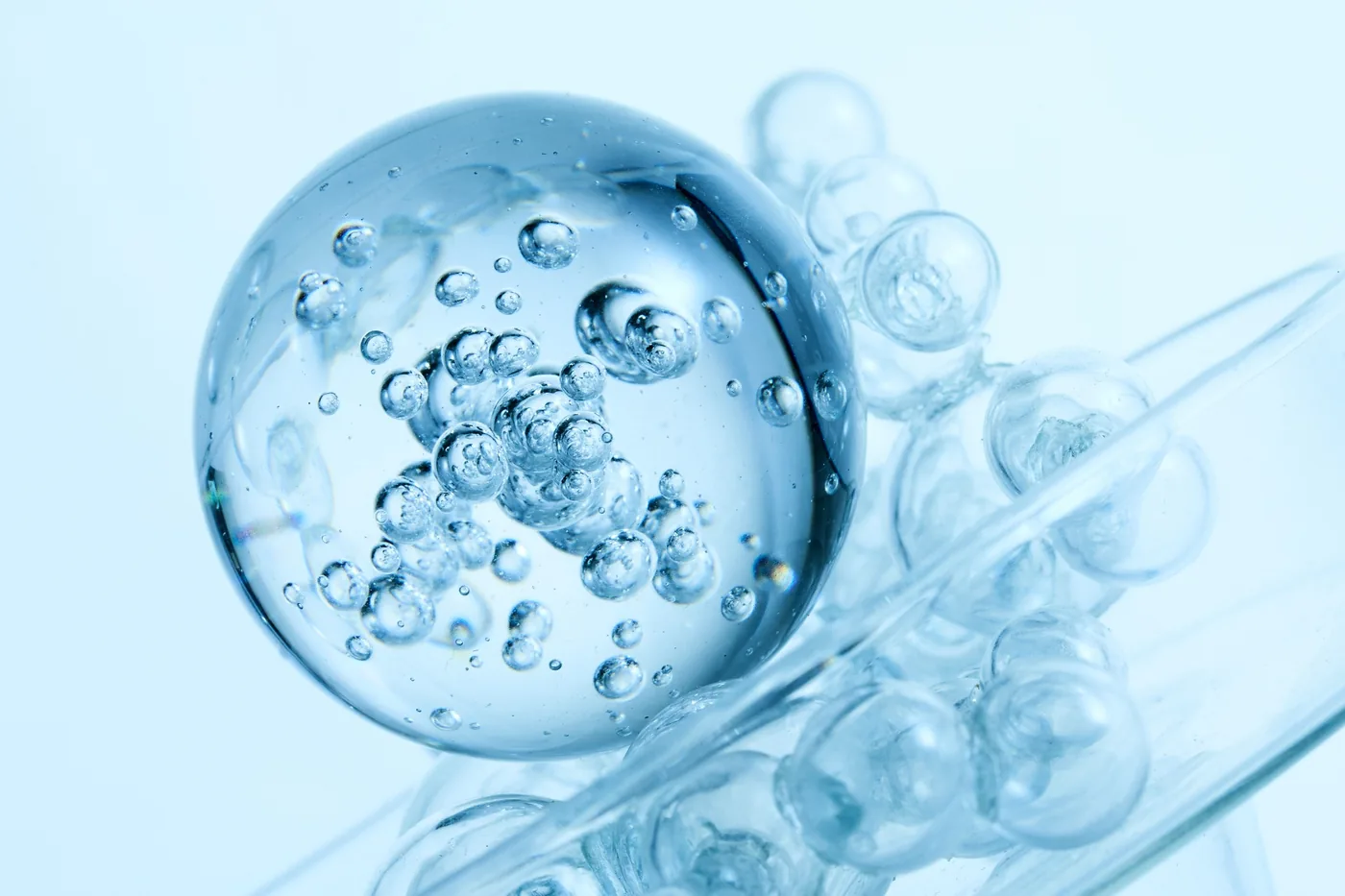 Close-up visualization of hyaluronic acid gel structure