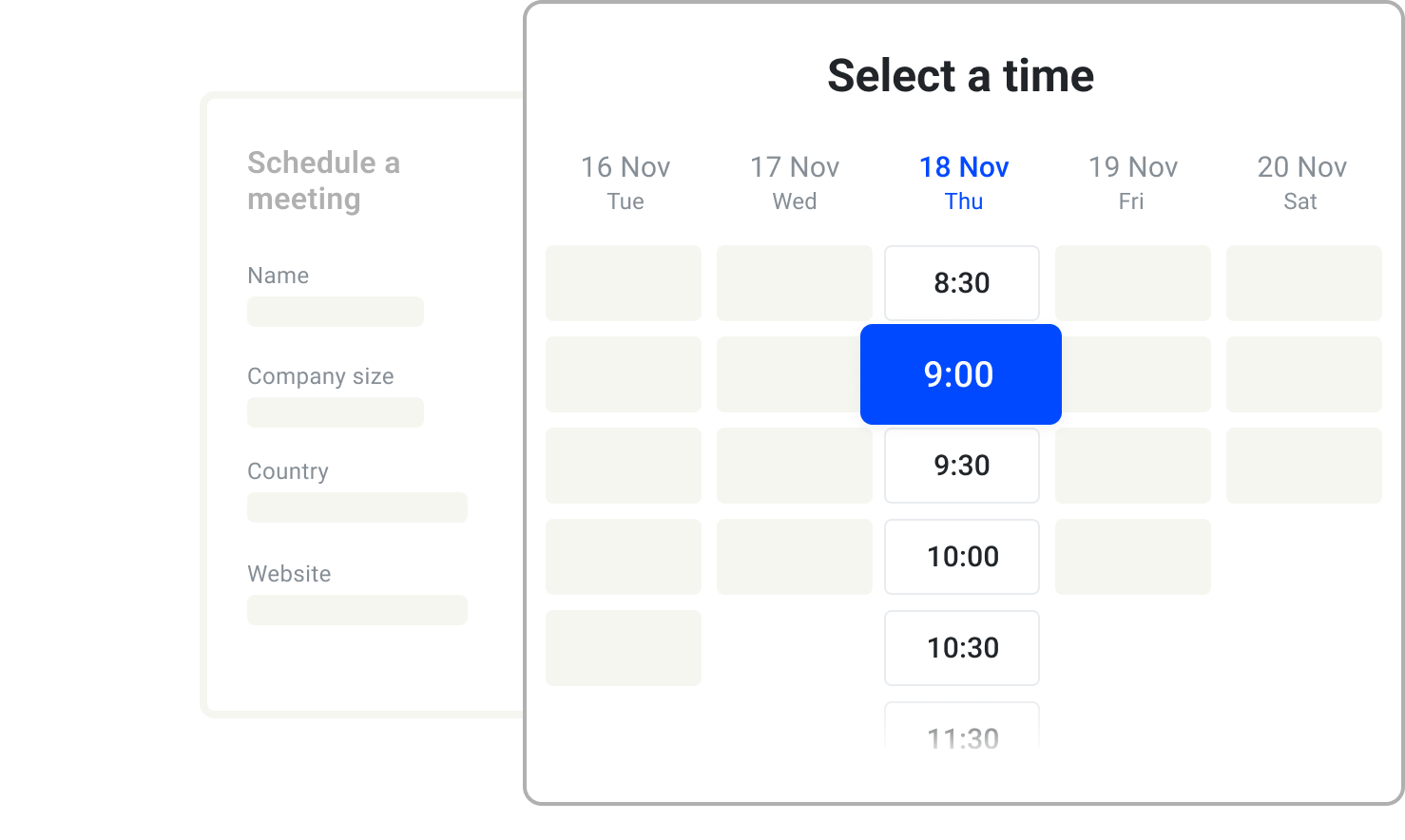 Let customers schedule time with you, in seconds