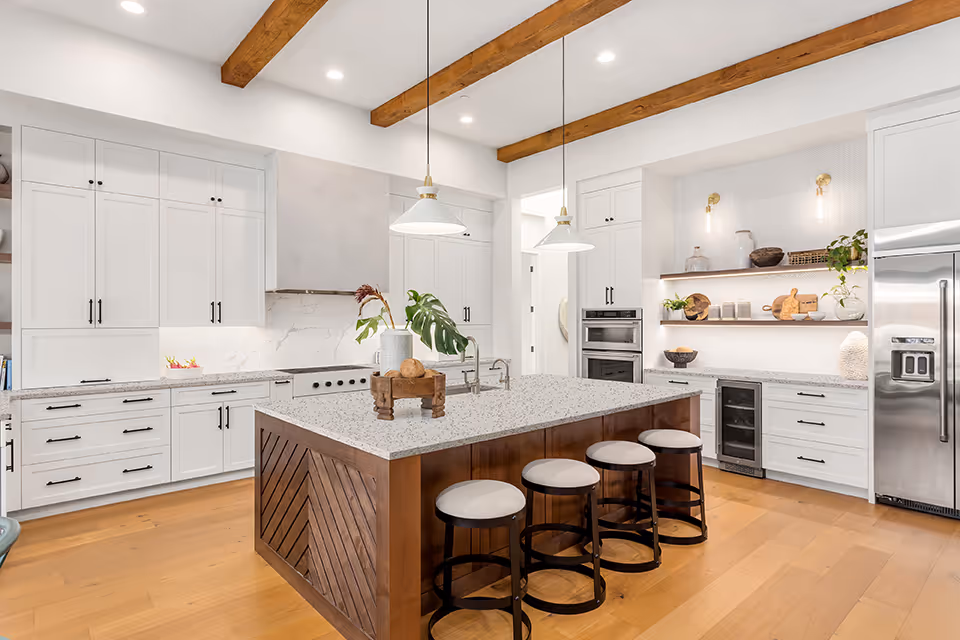 Kitchen rough luxe style with curava countertops