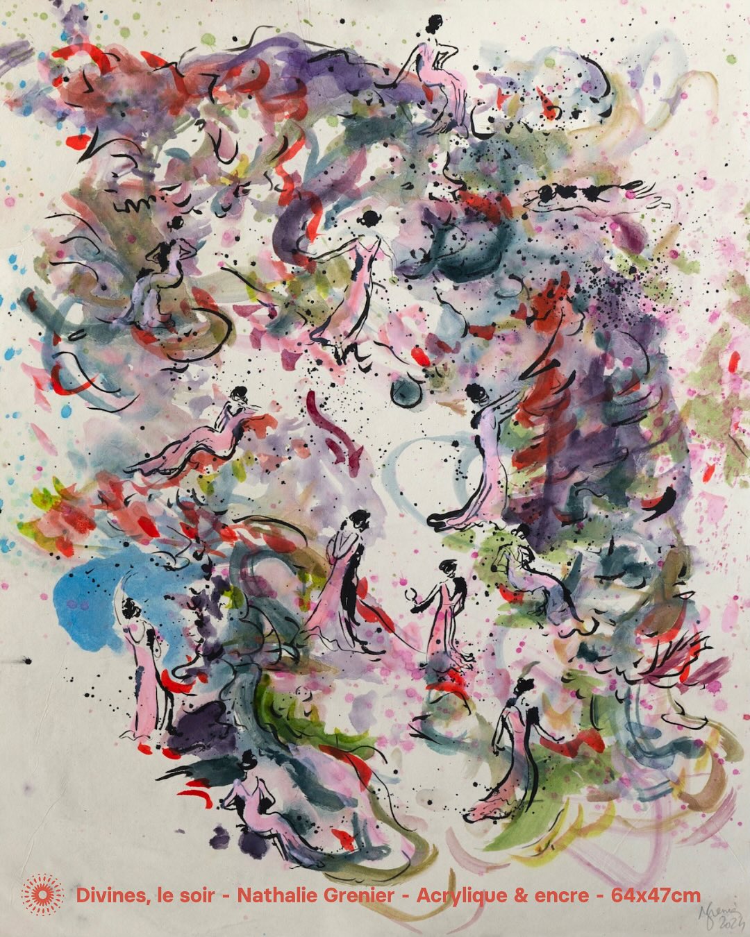 « Toujours laisser s’exprimer l’intuition, aller au bout de ce que je cherche en prenant le temps, observer ce qui se passe autour de moi, travailler sans limite et dans le plaisir »

Nathalie Grenier explore une pluralité de médiums, encre, aquarelle, gr