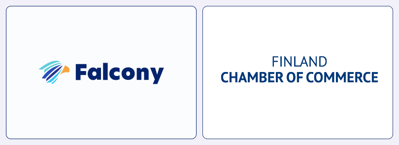 Falcony and Finland Chamber of Commerce logos