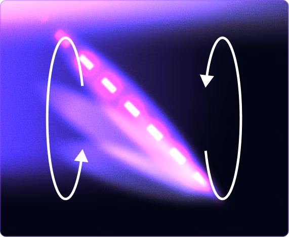 A glowing oval with rotation arrows and a streak of light cutting through it, suggesting motion and momentum — visualising the start of security training.
