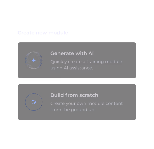 Choosing between generating a training module with AI or building one from scratch