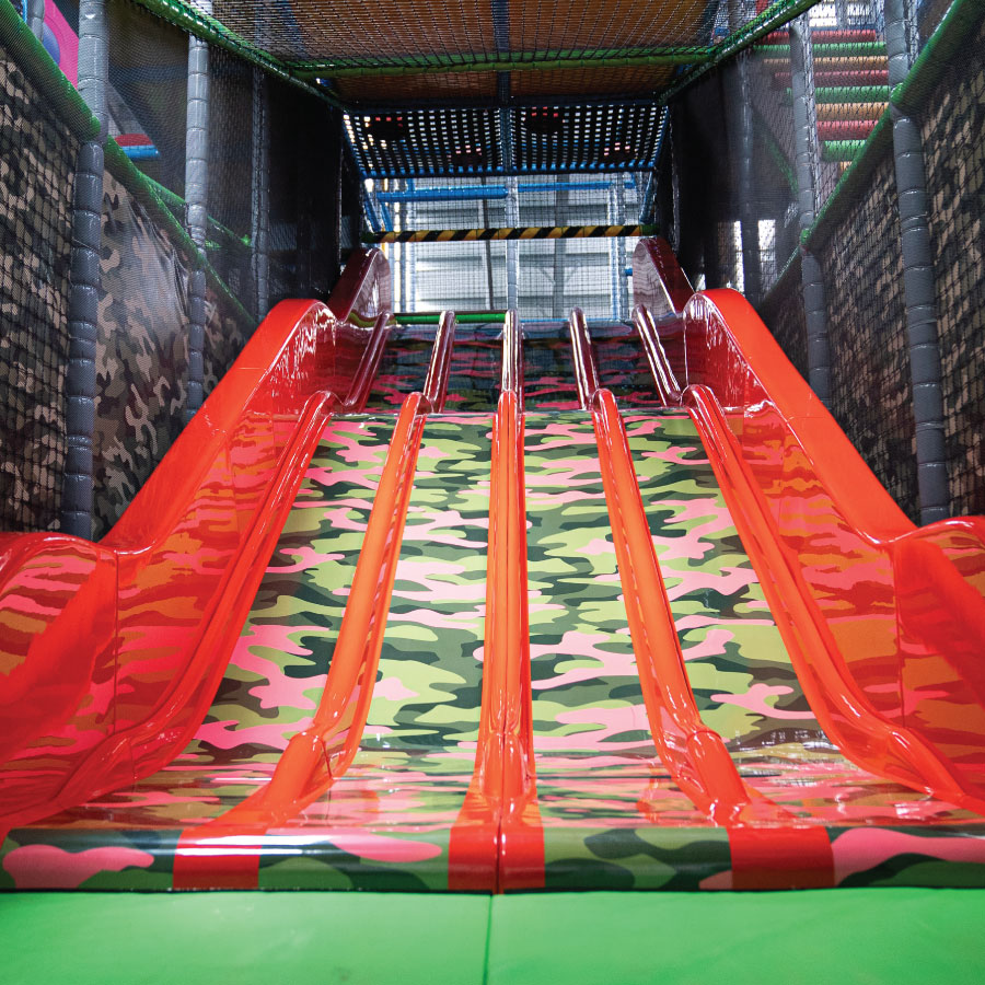 View of a large inflatable playground