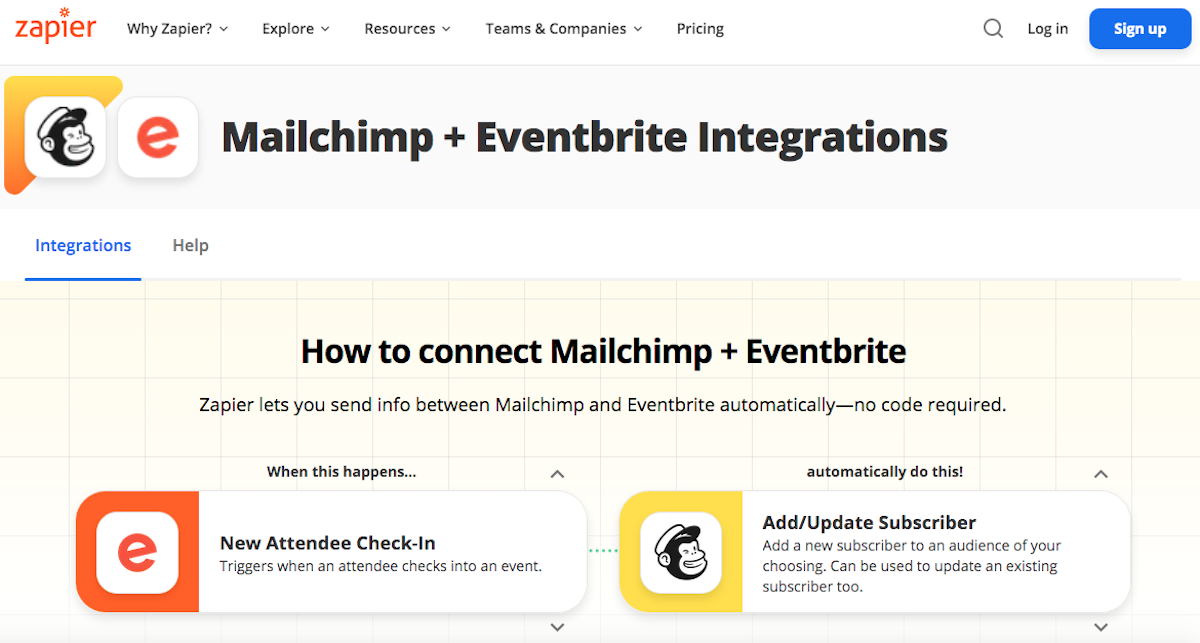Mailchimp integrations through Zapier