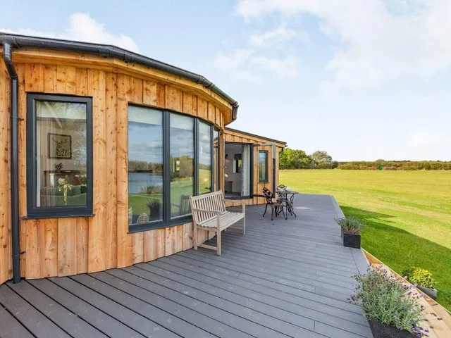 luxury lodge with decking