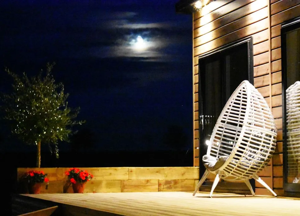 luxury lodge under the moonlight