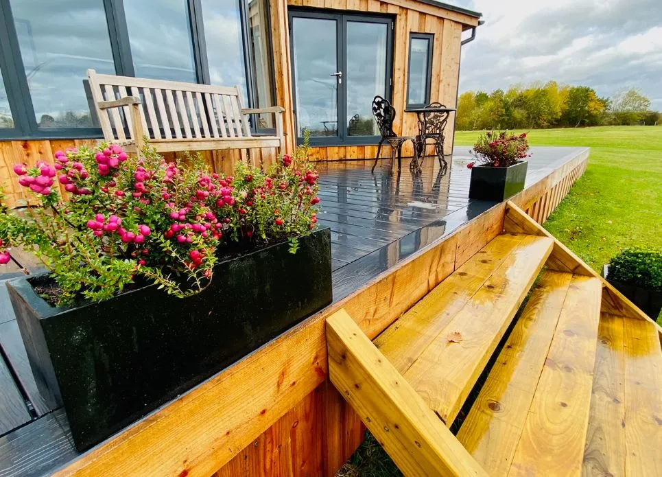 planters on private lodge decking