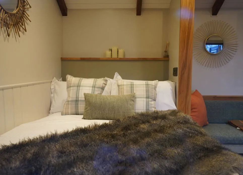 bed in shepherds hut