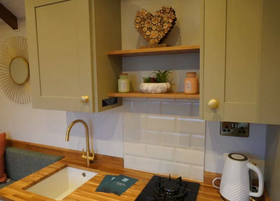 kitchen in shepherds hut