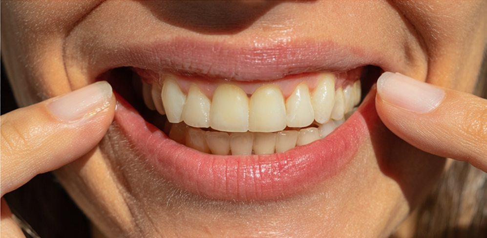 Smile showing crooked teeth before Wally treatment