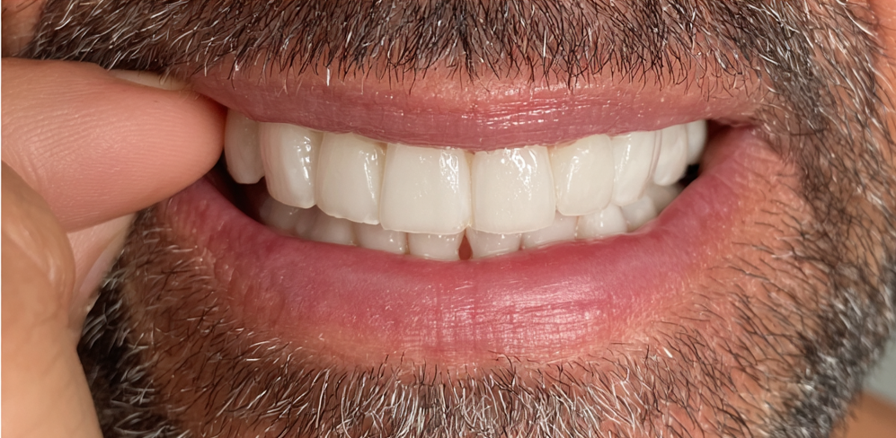 Repaired front tooth after Wally treatment