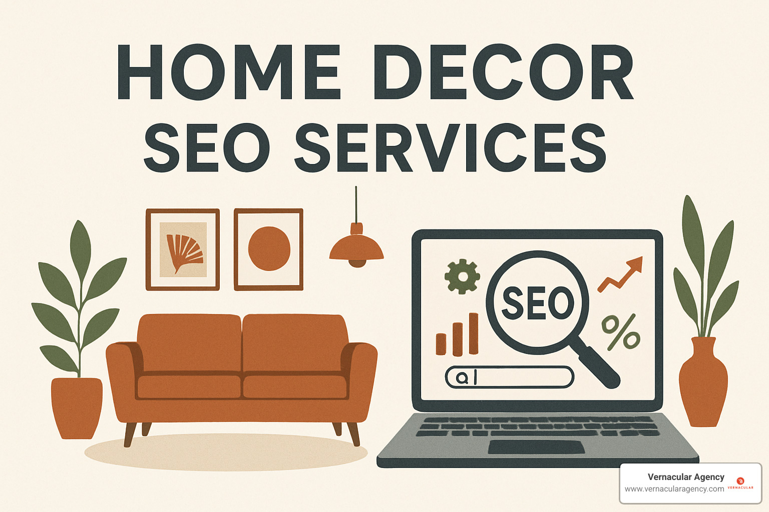 Search results page showing a home decor website ranking #1 for competitive keywords with rich snippets displaying product information, pricing, and star ratings - home decor SEO services